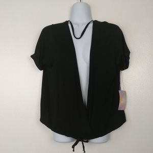 SWEAT Whitney Port Top Black Open Back/Open Front Activewear Small